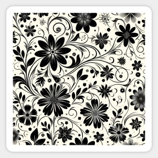 Black and White Floral Sticker